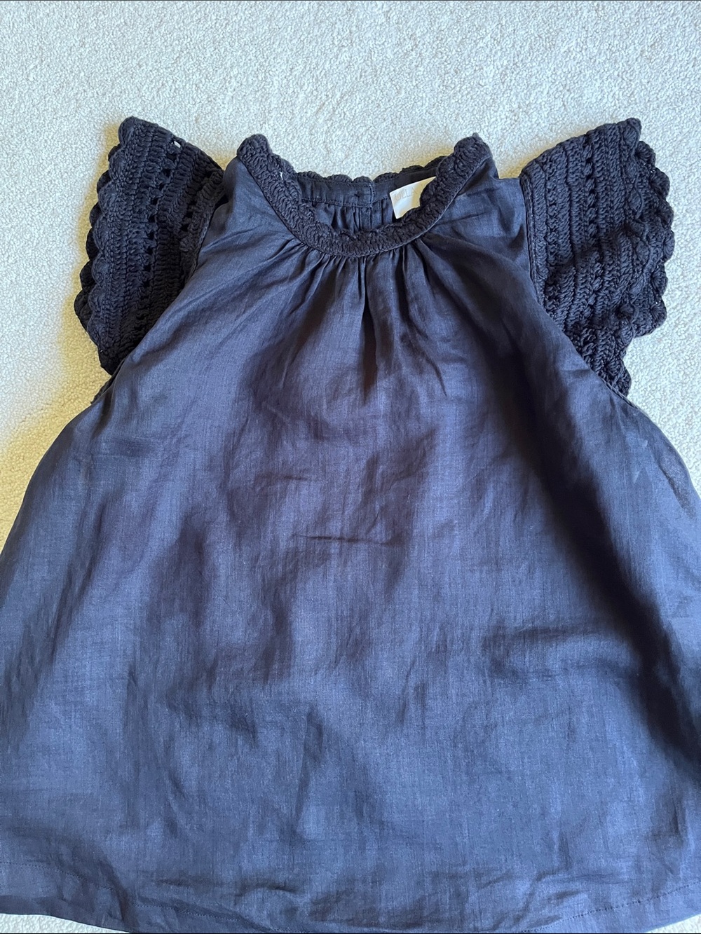 Ulla Johnson Navy Crochet Flutter Tank for Girls